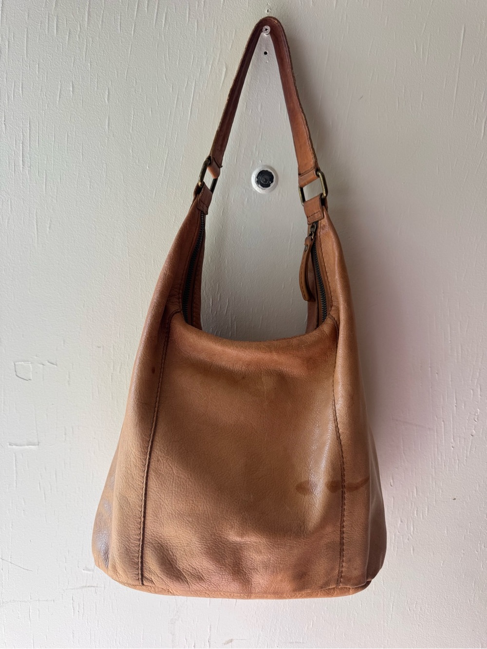 American Leather Co Classic Tan Leather Shoulder Hobo Bag - Unbranded - Picture 2 of 8